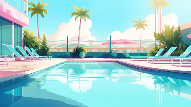 Illustration de la piscine d'été AI GenerativexD