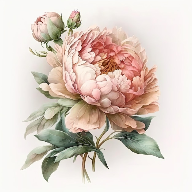 Illustration de pivoines aquarelle Faire-part de mariage Impression d'art botanique
