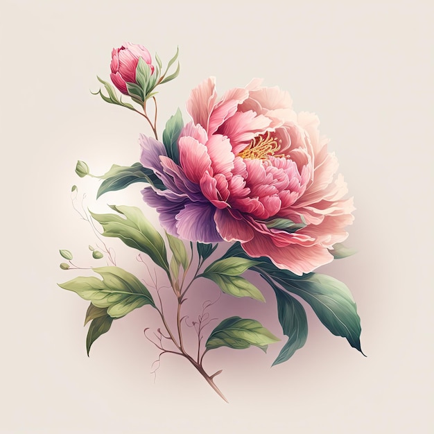 Illustration de pivoines aquarelle Faire-part de mariage Impression d'art botanique