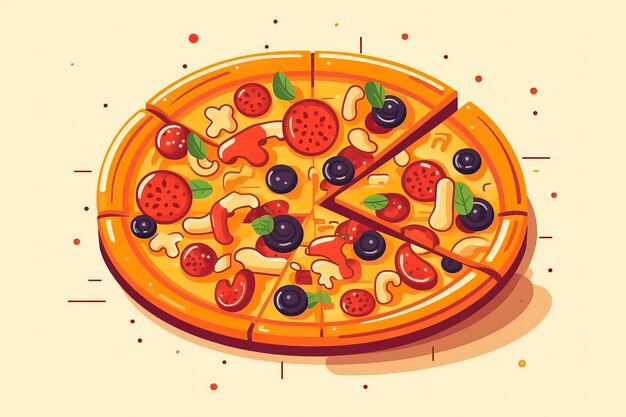 Illustration de pizza Illustration de nourriture IA générative