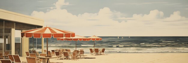 Illustration de plage ensoleillée fond papier peint océan mer