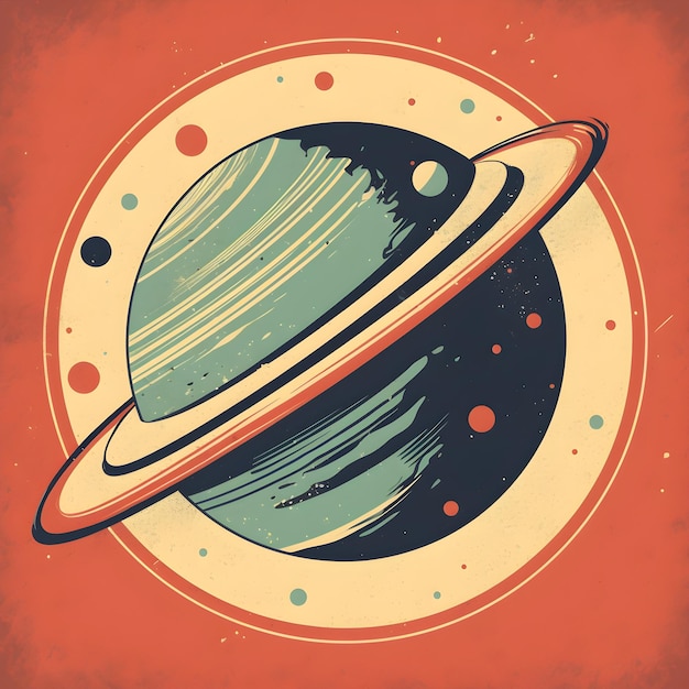 Photo une illustration d'une planète avec un fond rouge et un cercle noir au milieu.