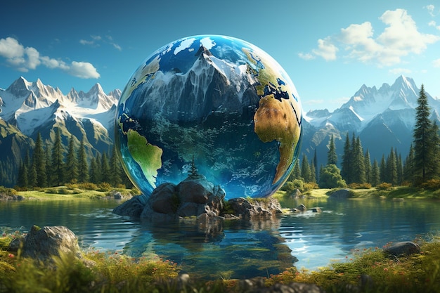 Illustration de la planète Terre sur le réchauffement climatique créée avec l'IA générative