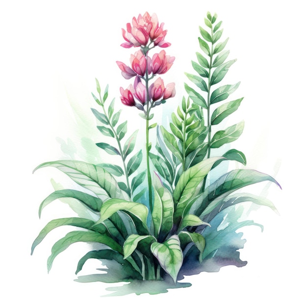 Illustration de plante aquarelle sur fond blanc