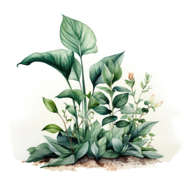 Illustration de plante aquarelle sur fond blanc