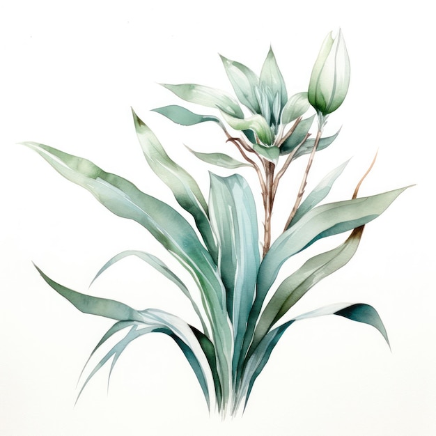 Illustration de plante aquarelle sur fond blanc