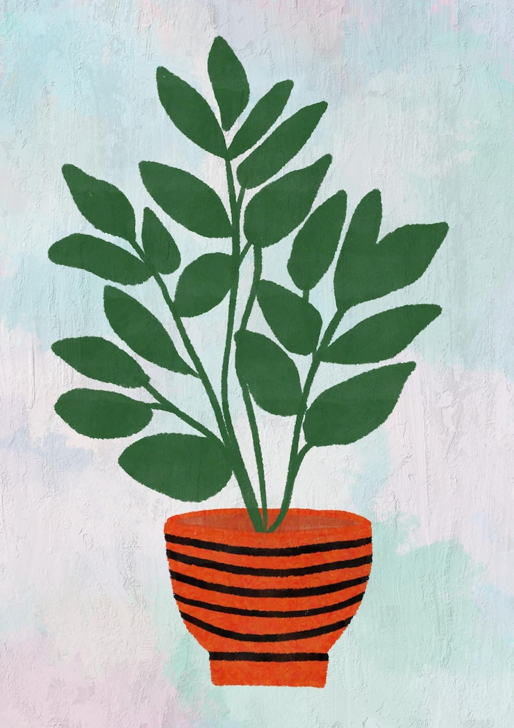 Photo illustration de plante d'intérieur peinte à la main art de toile imprimable