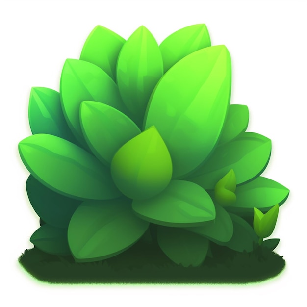 Photo illustration d'une plante verte avec des feuilles sur fond blanc ai générative