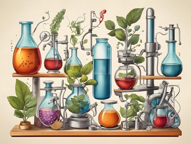 Illustration plate de la biotechnologie