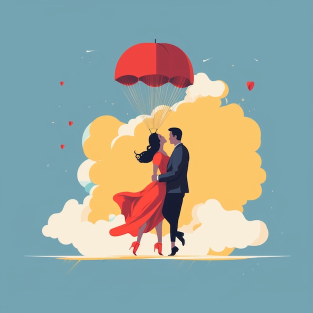 Illustration plate d'un couple tombant amoureux parfait pour créer une bannière ou un dépliant aboutnational girlfri