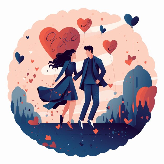 Illustration plate d'un couple tombant amoureux parfait pour créer une bannière ou un dépliant aboutnational girlfri