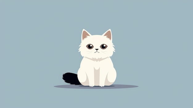 Illustration plate de dessin animé de chat unique Minimalistsingle Générative ai