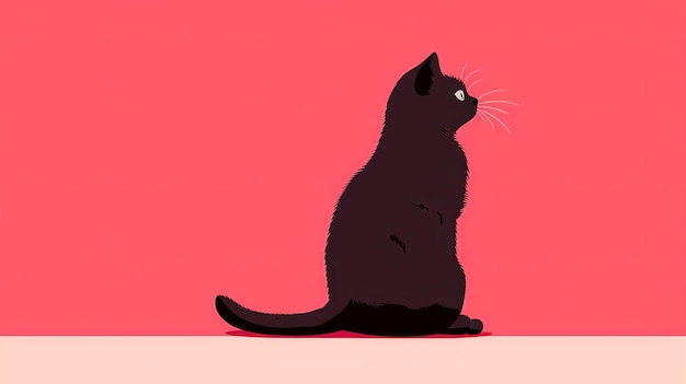Illustration plate de dessin animé de chat unique Minimalistsingle Générative ai