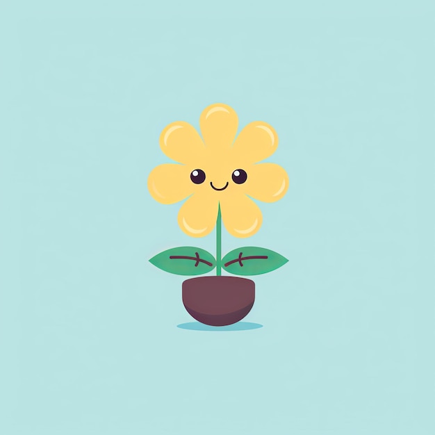 Photo illustration plate de dessin animé de petite fleur mignonne unique mini ai générative
