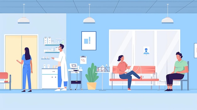 Illustration plate du concept de service hospitalier