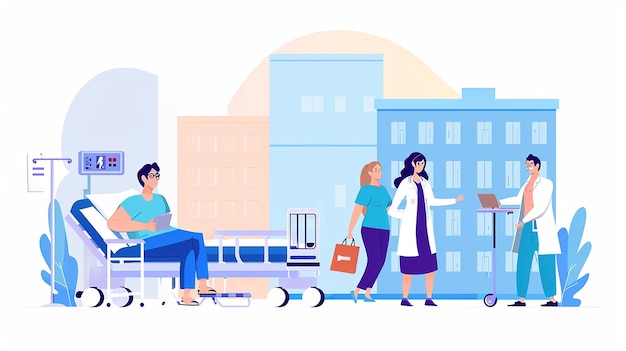Illustration plate du concept de service hospitalier