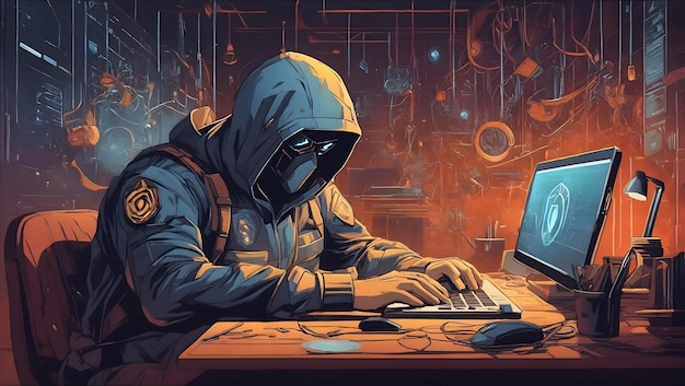 Illustration plate du spécialiste de la cybersécurité