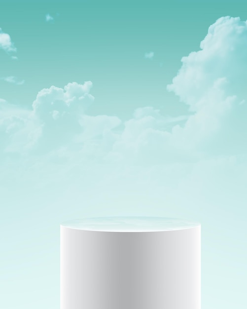 Illustration d'une plate-forme de podium au piédestal avec des nuages en arrière-plan