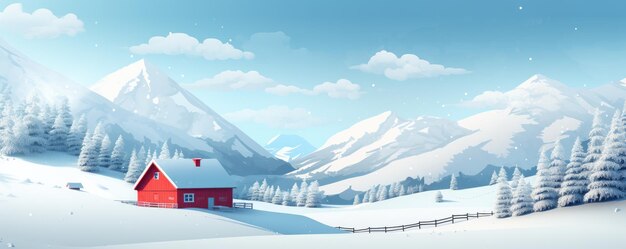 Illustration plate de la nature et du paysage enneigé d'hiver Couverture de l'étiquette de l'affiche Génératif ai