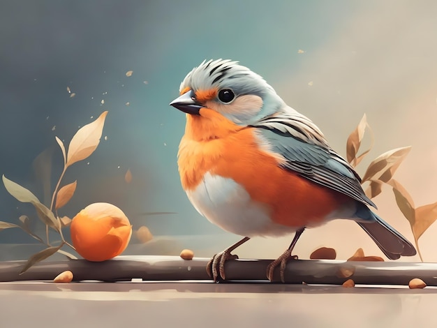 Illustration plate d'un oiseau