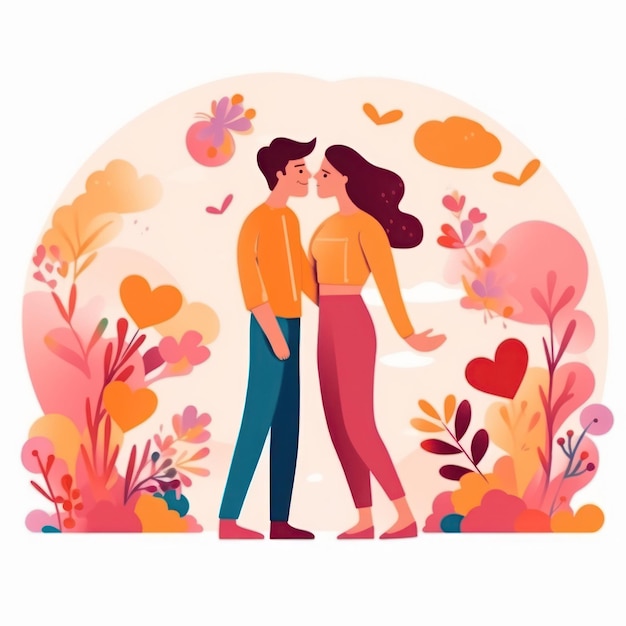 Illustration plate pride day couple de lesbiennes en fond d'amour