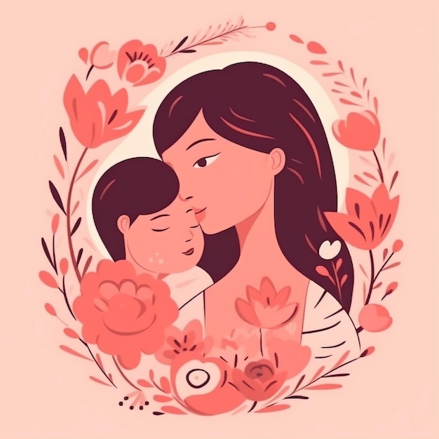 Illustration plate simple de la fête des mères