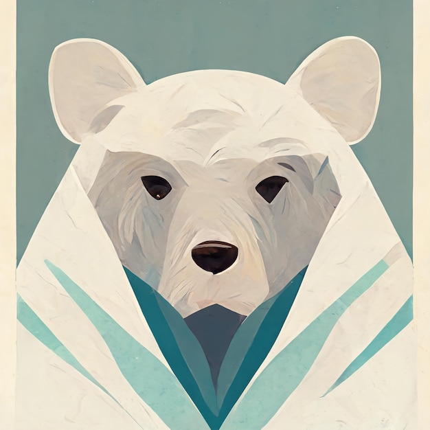 Illustration plate de tête de couleur ours polaire