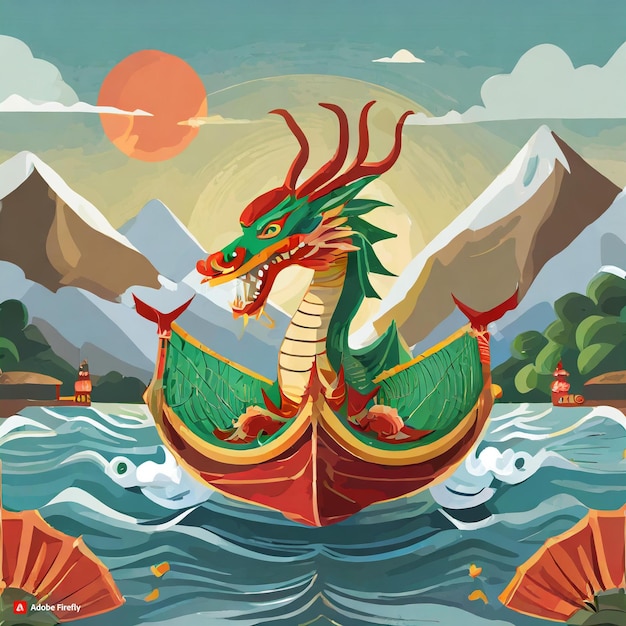 illustration plate vectorielle pour la célébration du festival chinois du bateau dragon