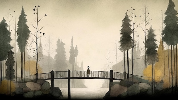 Illustration pleine page du magnifique pont de Jon Klassen