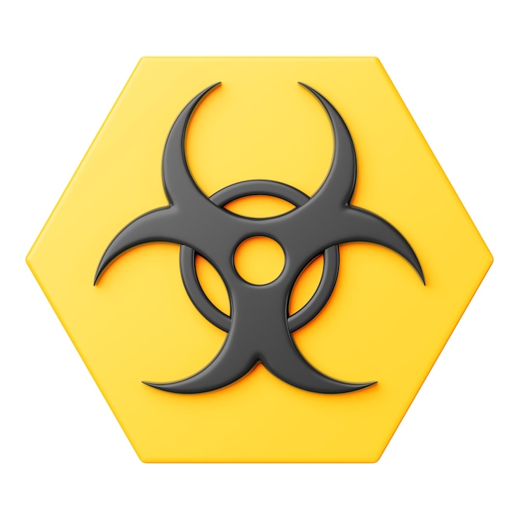 Photo illustration en png 3d de l'élément du panneau de danger biologique à fond transparent