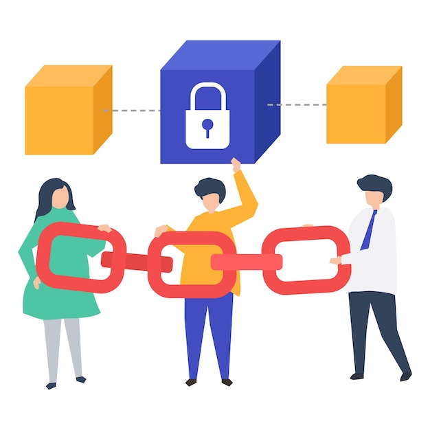 Illustration png de la chaîne de blocs à fond transparent