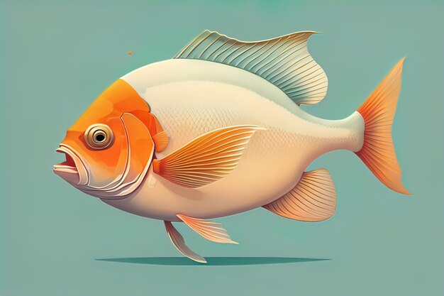 Illustration d'un poisson sur un fond bleu illustration vectorielle ai générative