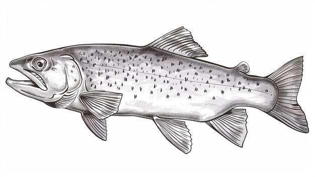 Photo illustration d'un poisson truite dessinée à la main