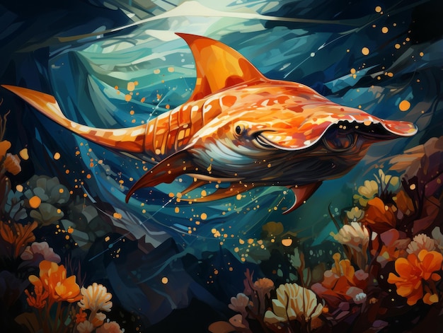 Illustration de poissons et d'animaux aquatiques