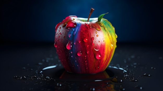 Illustration de pomme colorée IA générative