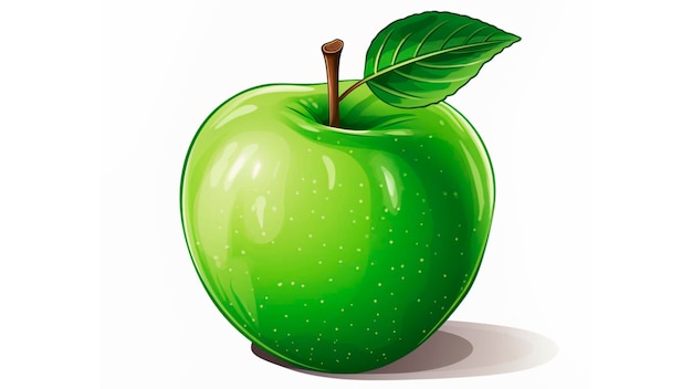 Photo illustration d'une pomme verte sur fond blanc dessin vertical