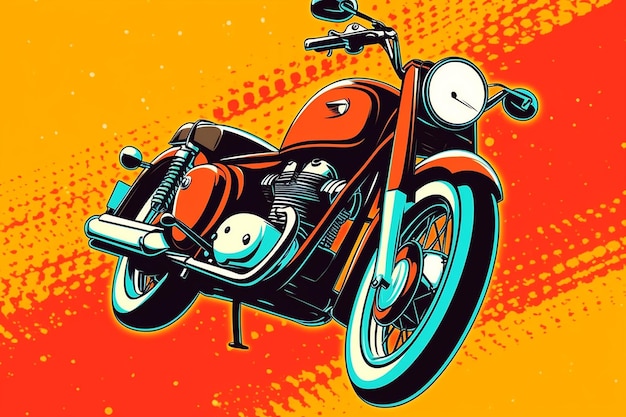 une illustration pop art d'une voiture ou d'une moto vintage générée par l'IA