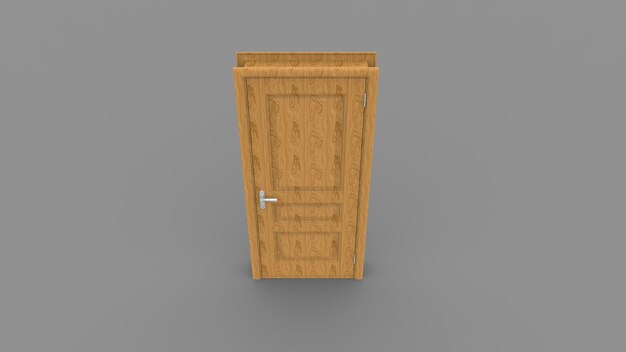 Illustration de porte en bois créative d'entrée de porte fermée ouverte porte réaliste isolée sur fond 3d