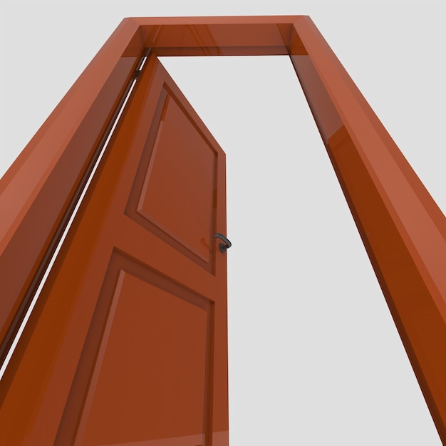 Illustration de porte intérieure en bois orange ensemble différent fond blanc isolé ouvert fermé