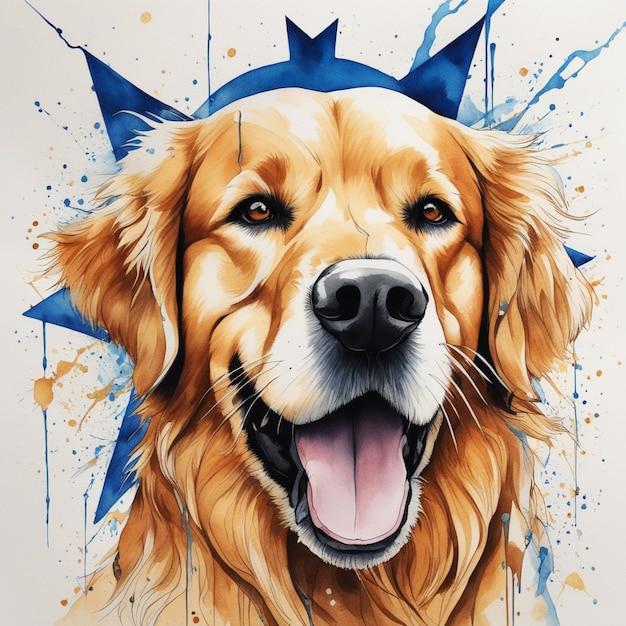 Illustration de portrait de chien Golden Retriever