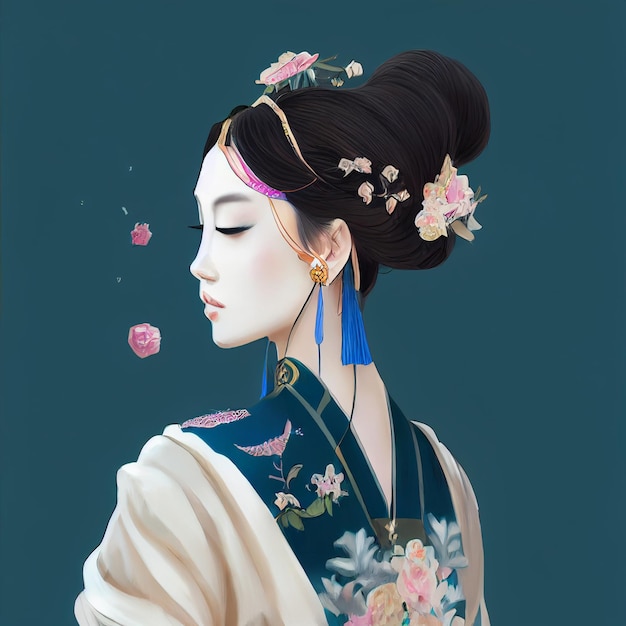 Illustration de portrait de femme asiatique