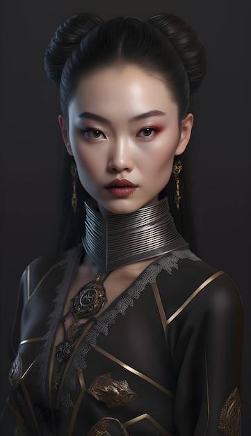 Illustration d'un portrait d'une fille asiatique utilisant l'IA générative