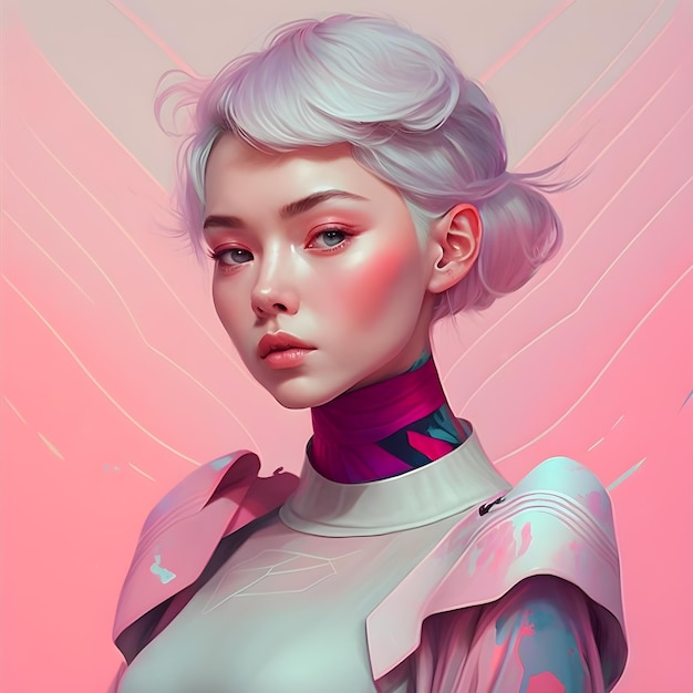 Illustration d'un portrait d'une fille orientale AIgenerative