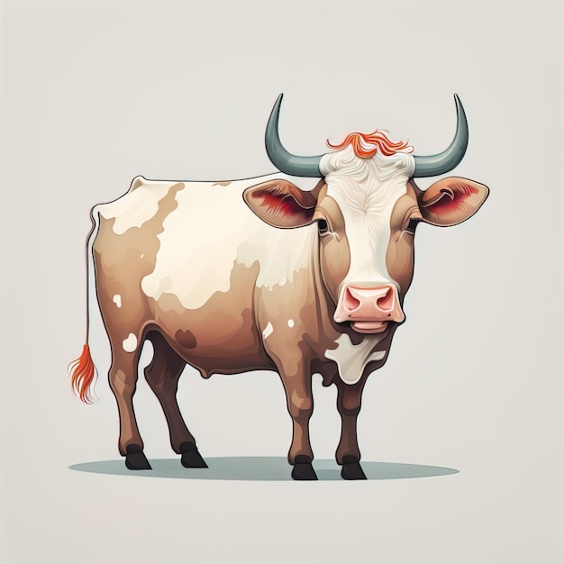 Illustration d'un portrait d'une vache sur un fond gris