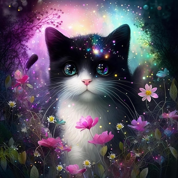 Illustration de portraits de chat mignon