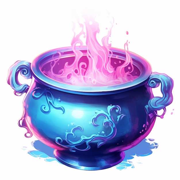 Photo illustration d'un pot bleu avec un feu à l'intérieur génératif ai