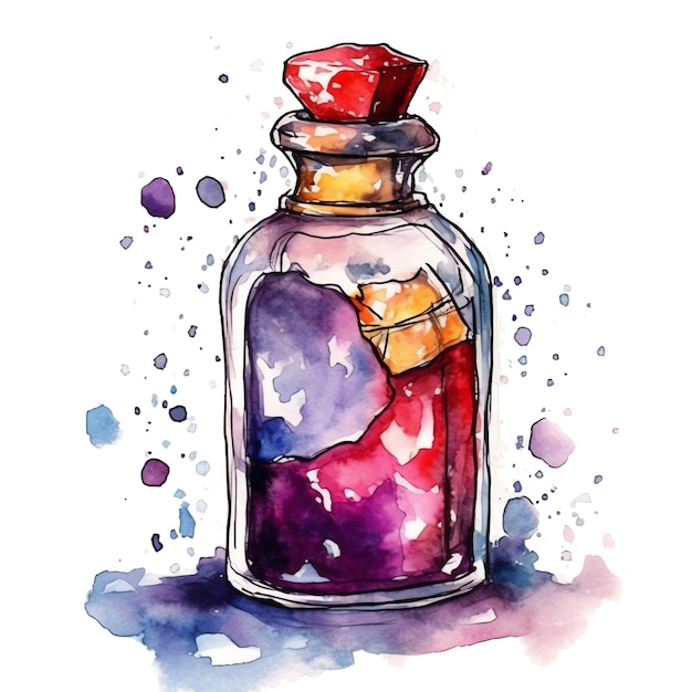 Illustration de potion aquarelle fantastique