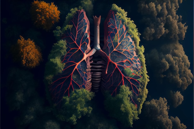 Photo illustration des poumons de la planète terre jour écologie propre ai