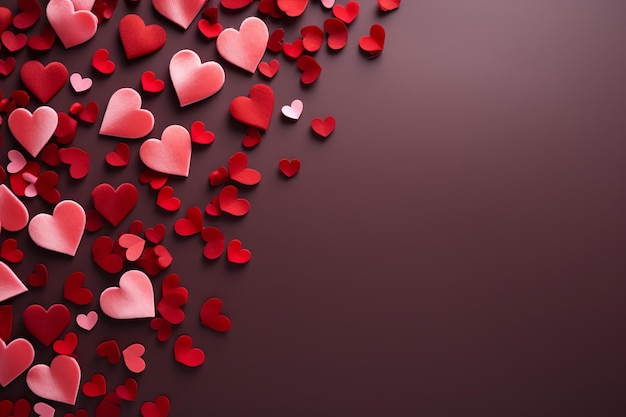 Illustration pour Arrière-plan de cœurs avec ornement de boucles en couleurs rouges