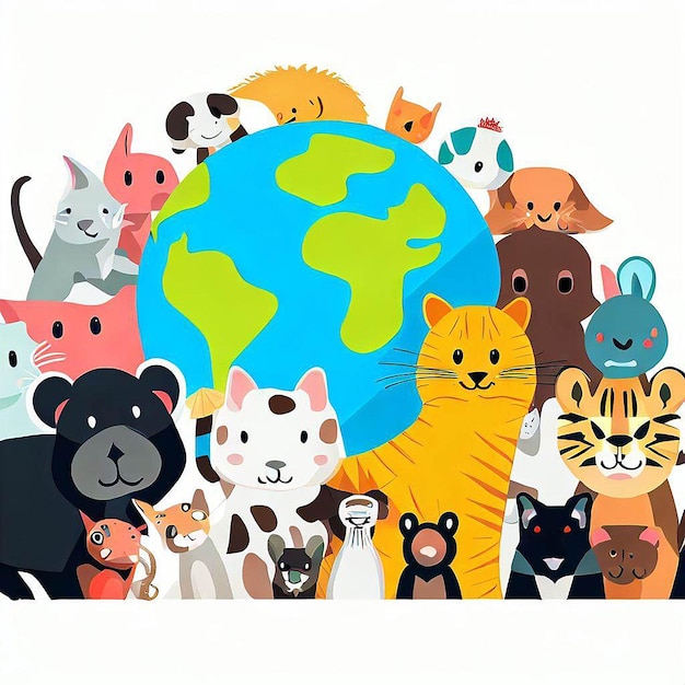 illustration pour la célébration de la journée mondiale des animaux